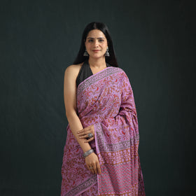 Sanganeri Hand Block Print Pure Mul Cotton Ready To Wear Saree  13