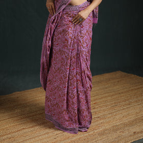 Sanganeri Hand Block Print Pure Mul Cotton Ready To Wear Saree  13