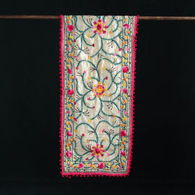 Ranihati Chanderi Silk Hand Embroidered Stole with Pom Pom 271