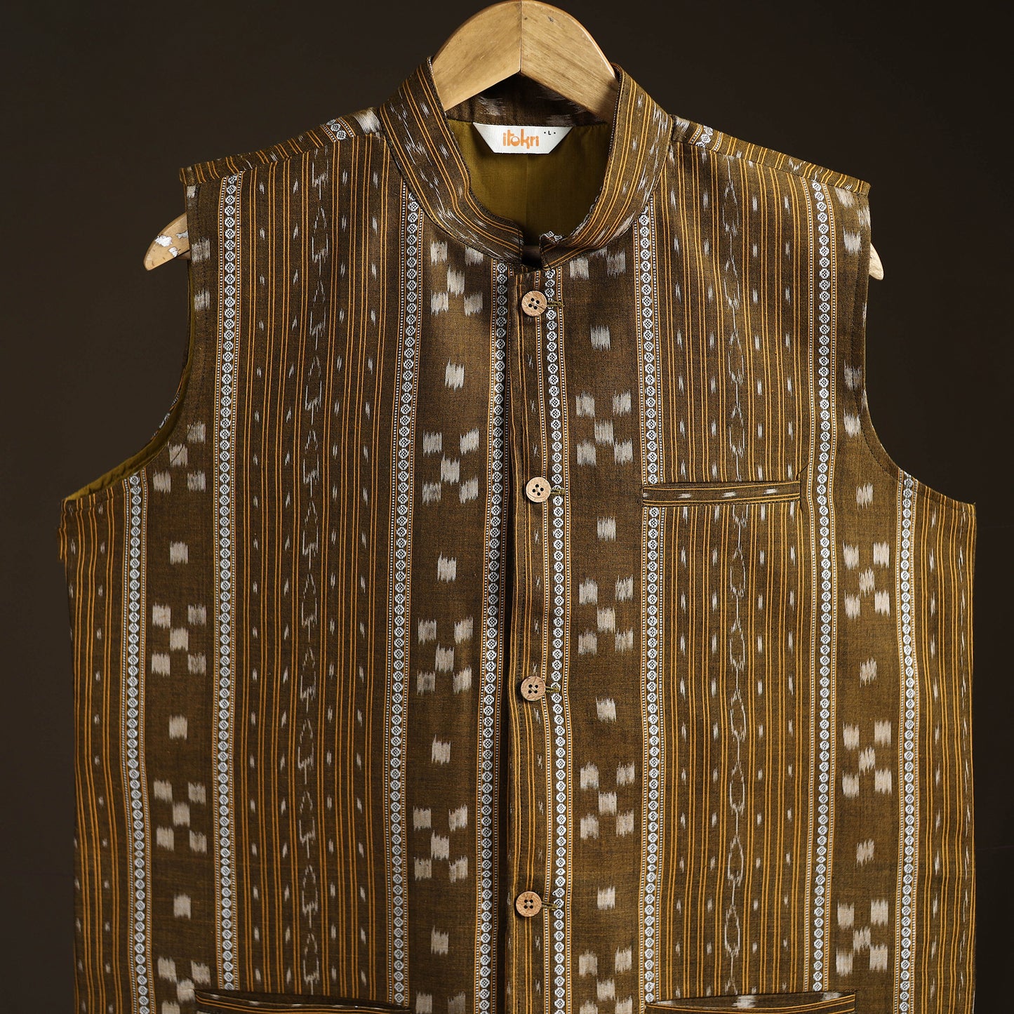 Sambalpuri Ikat Weave Cotton Men Nehru Jacket 01