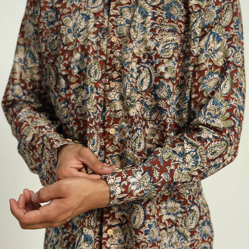 Pedana Block Print Cotton Men Kalamkari Shirt 13