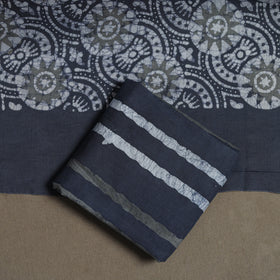 Kutch Hand Batik Print Cotton Unstitched Dress Material: Kurta, Bottom & Dupatta 03