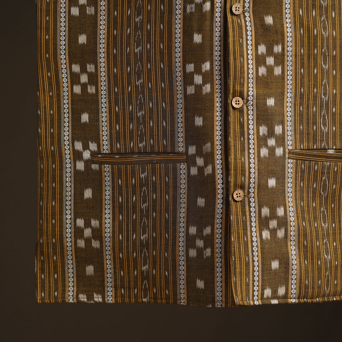 Sambalpuri Ikat Weave Cotton Men Nehru Jacket 01