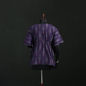 Purple - Pochampally Ikat Cotton Kaftan with Desert Thread Embroidery (Short) 50