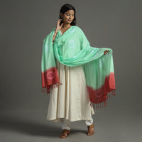 Green - Shibori Tie-Dye Cotton Dupatta with Tassels 89