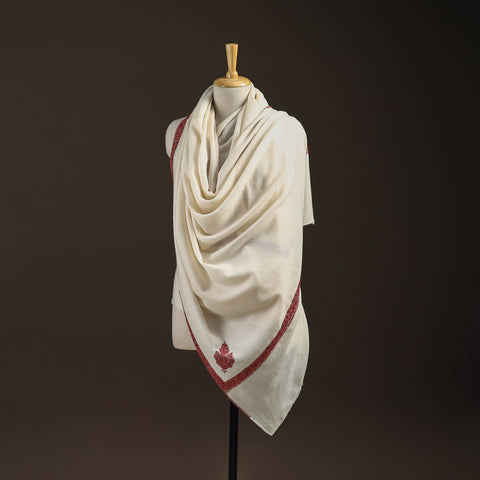 Sozni Hand Embroidery Merino Wool Handwoven Kashmiri Dordaar Pashmina Shawl 01