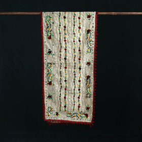 Ranihati Chanderi Silk Hand Embroidered Stole with Pom Pom 267