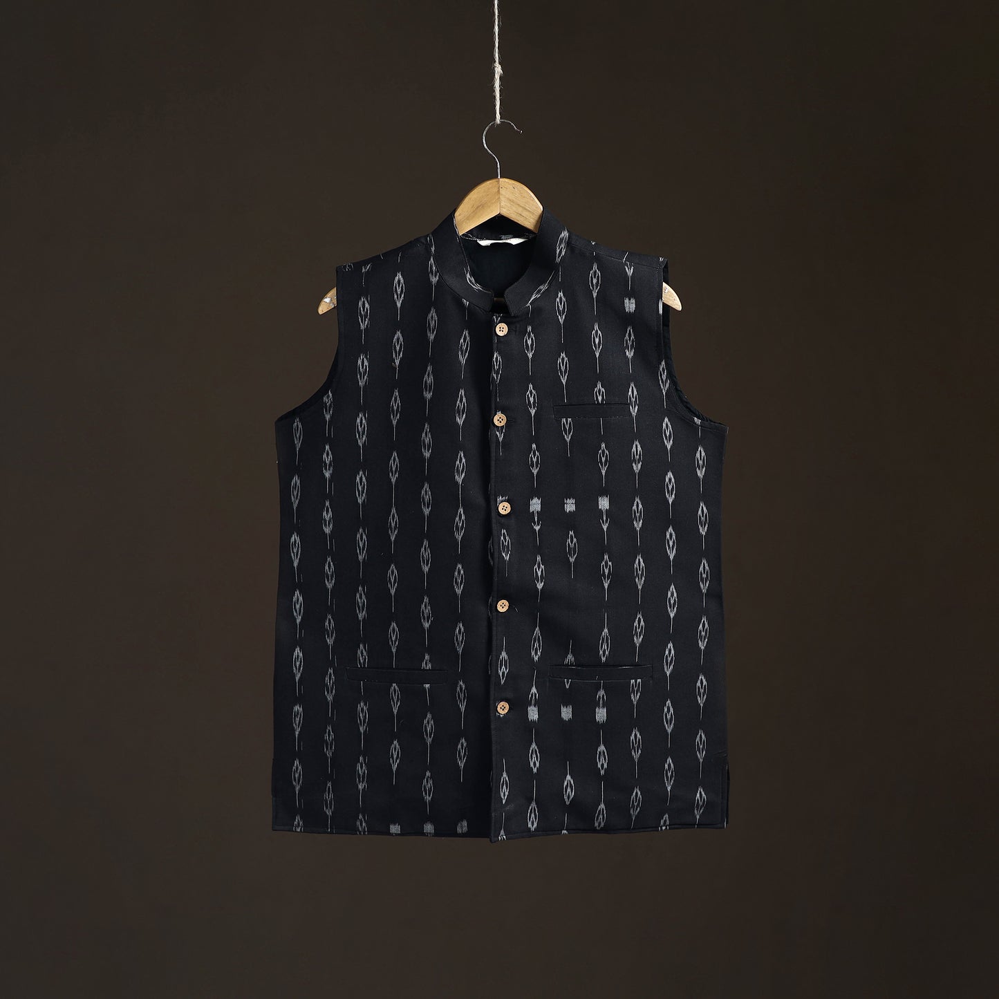 Sambalpuri Ikat Weave Cotton Men Nehru Jacket 02