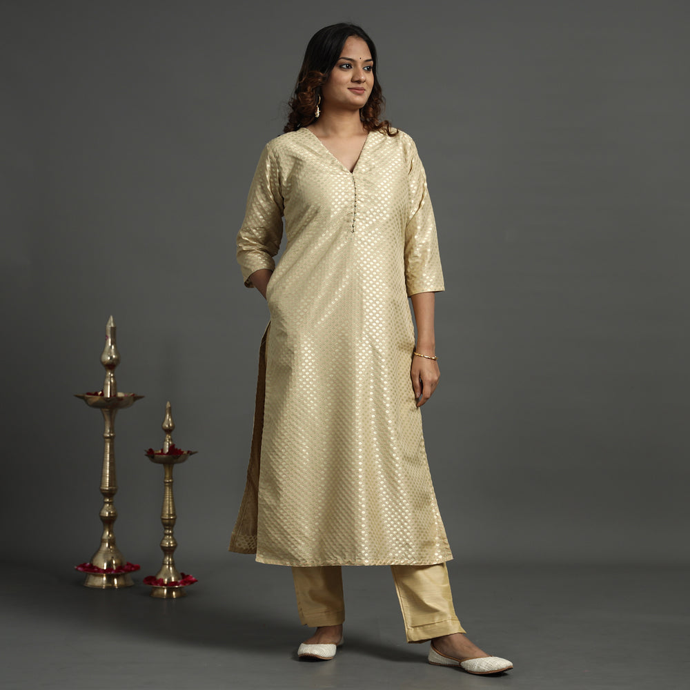 Banarasi Kurta with Palazzo & Dupatta Set