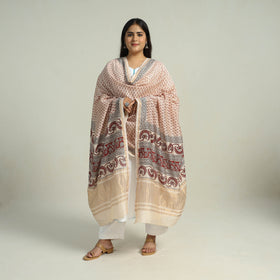 Beige - traditional maheshwari silk bagh dupatta 02