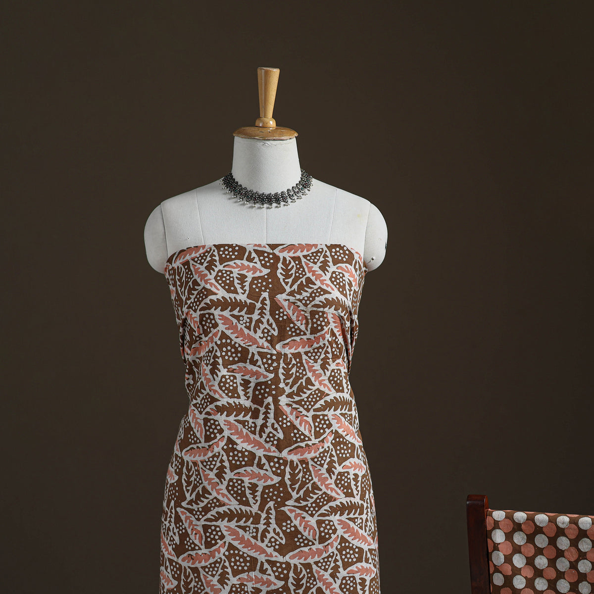 Kutch Hand Batik Print Cotton Unstitched Dress Material: Kurta, Bottom & Dupatta 04