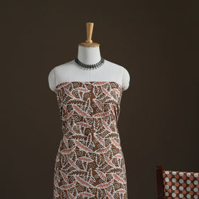 Kutch Hand Batik Print Cotton Unstitched Dress Material: Kurta, Bottom & Dupatta 04