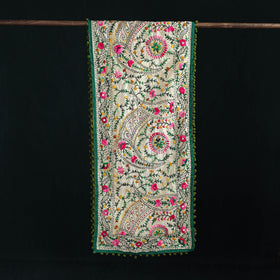 Ranihati Chanderi Silk Hand Embroidered Stole with Pom Pom 266