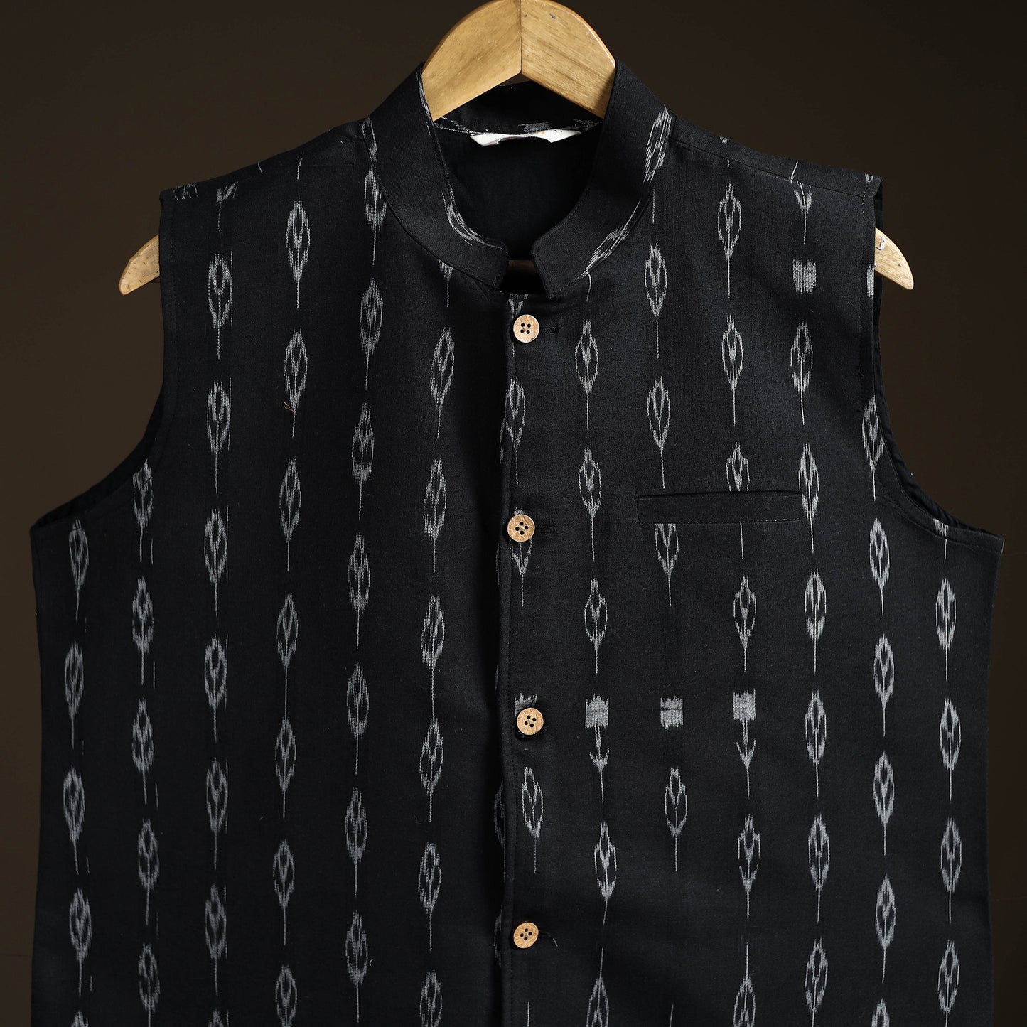 Sambalpuri Ikat Weave Cotton Men Nehru Jacket 02