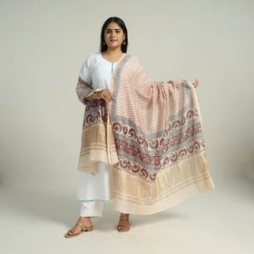 Beige - traditional maheshwari silk bagh dupatta 02