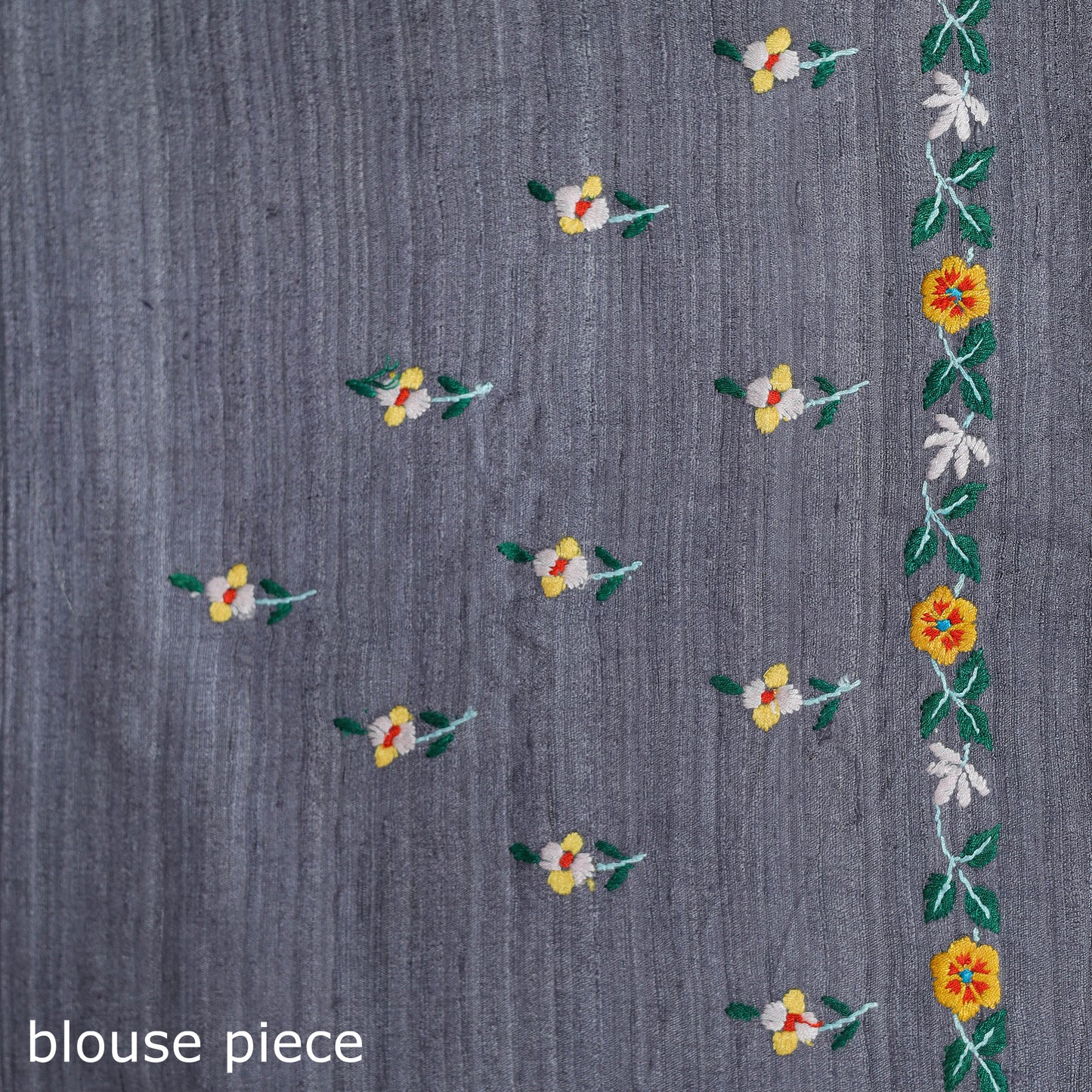 Grey - kashidakari hand embroidery ghicha tussar silk saree