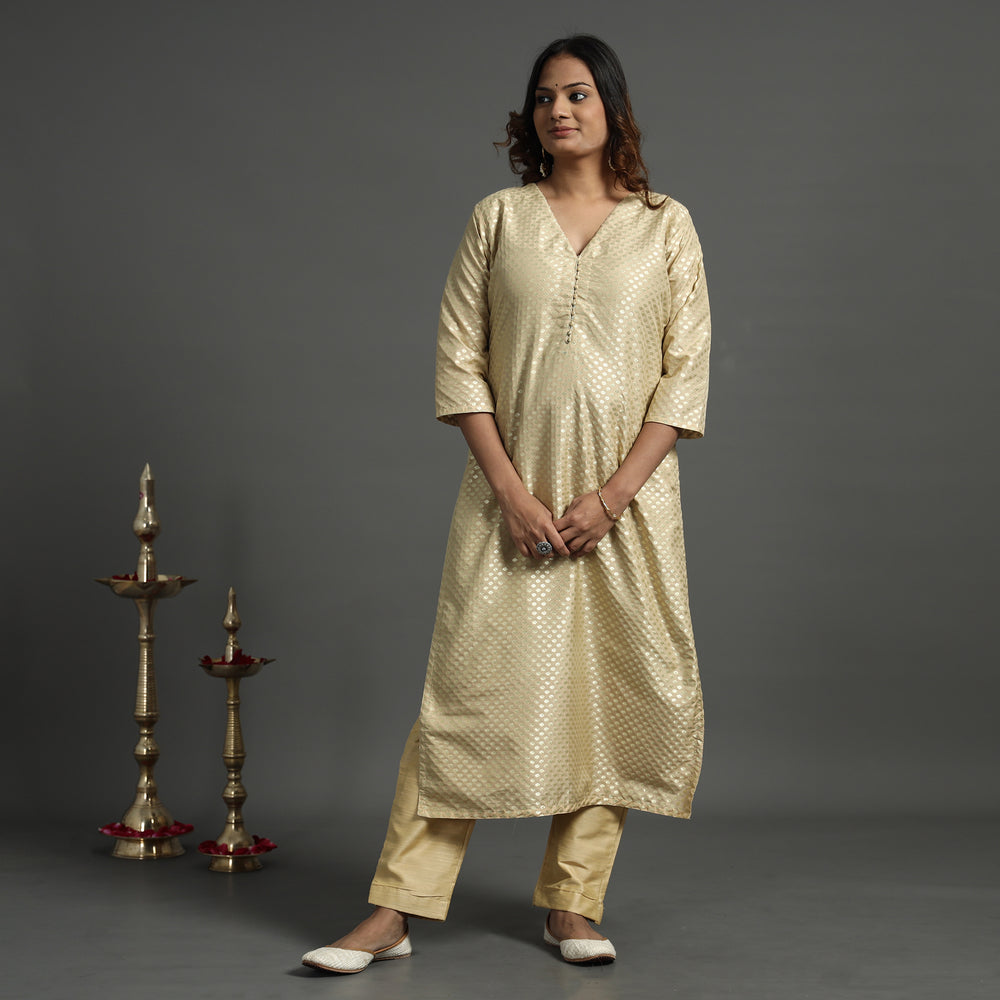 Banarasi Kurta with Palazzo & Dupatta Set