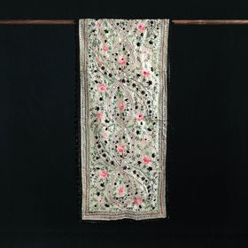 Ranihati Chanderi Silk Hand Embroidered Stole with Pom Pom 264