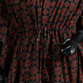 Red - Ajrakh Hand Block Print Natural Dyed Cotton Kaftan (Medium) 51