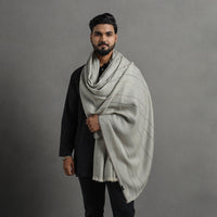 Grey - Kumaun Handwoven Pure Merino Wool Shawl for Men 107