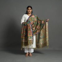 Green - Chanderi Silk Handpainted Kalamkari Dupatta 14