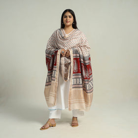 Beige - traditional maheshwari silk bagh dupatta 03