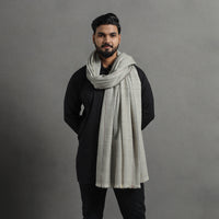 Grey - Kumaun Handwoven Pure Merino Wool Shawl for Men 107