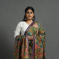 Green - Chanderi Silk Handpainted Kalamkari Dupatta 14