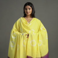 Yellow - Shibori Tie-Dye Cotton Dupatta with Tassels 90