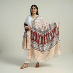 Beige - traditional maheshwari silk bagh dupatta 03
