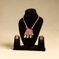 Pink - handmade fabart necklace set 07 - handcrafted
