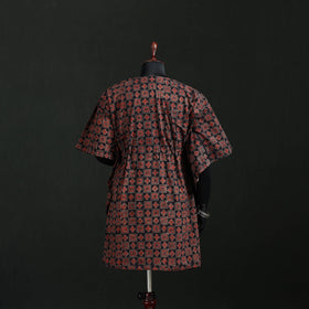 Red - Ajrakh Hand Block Print Natural Dyed Cotton Kaftan (Medium) 51