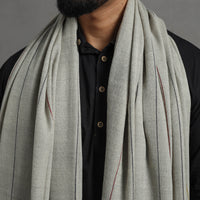 Grey - Kumaun Handwoven Pure Merino Wool Shawl for Men 107