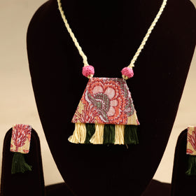 Pink - handmade fabart necklace set 07 - handcrafted