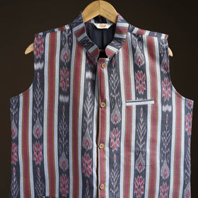 Sambalpuri Ikat Weave Cotton Men Nehru Jacket 03