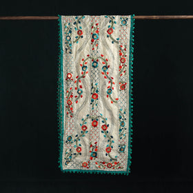 Ranihati Chanderi Silk Hand Embroidered Stole with Pom Pom 260