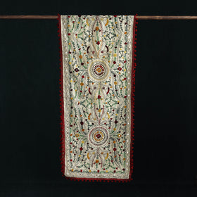 Ranihati Chanderi Silk Hand Embroidered Stole with Pom Pom 259