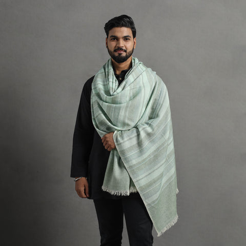 Green - Kumaun Handwoven Merino Wool Shawl for Men 108