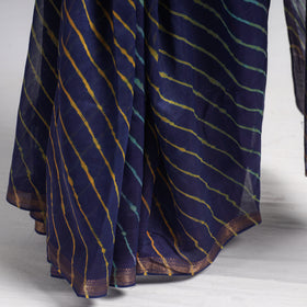 Blue - Leheriya Tie-Dye Chanderi Silk Saree with Zari Border