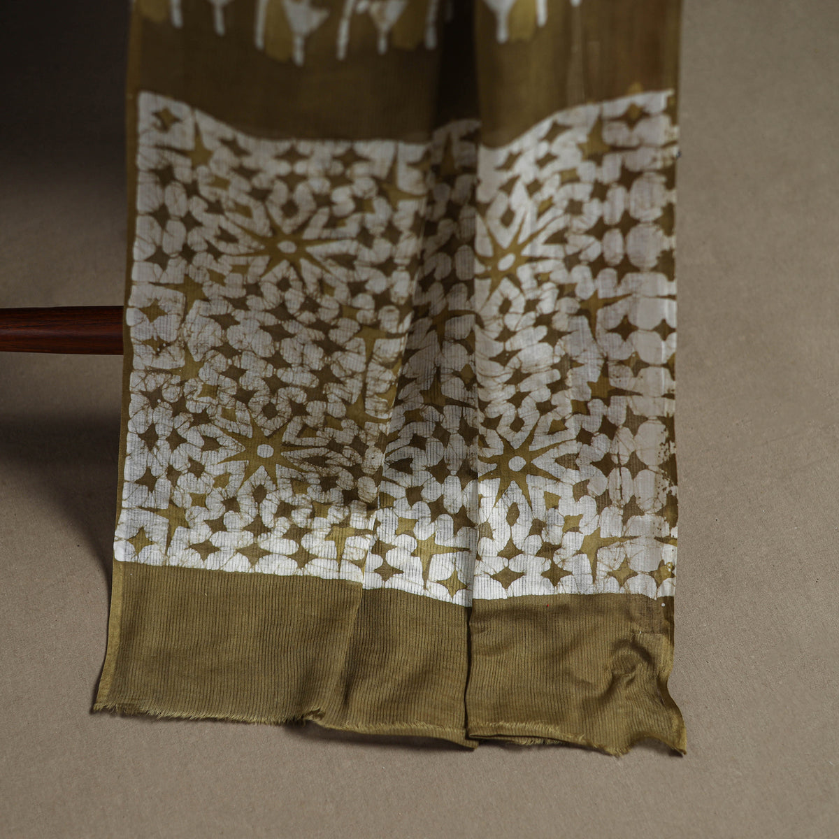 Kutch Hand Batik Print Cotton Unstitched Dress Material: Kurta, Bottom & Dupatta 05