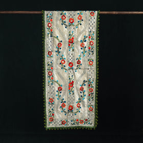 Ranihati Chanderi Silk Hand Embroidered Stole with Pom Pom 258
