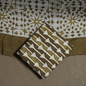 Kutch Hand Batik Print Cotton Unstitched Dress Material: Kurta, Bottom & Dupatta 05