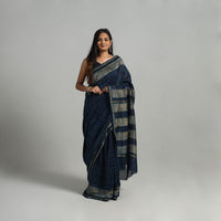 Akola Block Printed Chanderi Silk Saree with Zari Border