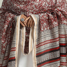 Red - traditional maheshwari silk bagh dupatta 05