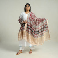 Red - Traditional Maheshwari Silk Bagh Print Dupatta 05