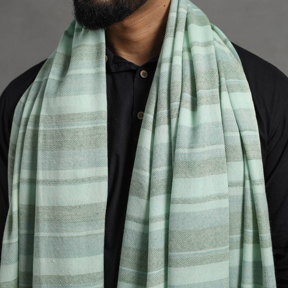 Green - Kumaun Handwoven Pure Merino Wool Shawl for Men 108