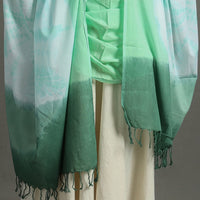 Green - Shibori Tie-Dye Cotton Dupatta with Tassels 93