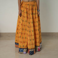 Orange - 24 Kali Cotton Pochampally Ikat Skirt with Border 14