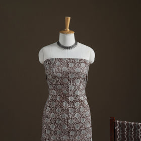 Kutch Hand Batik Print Cotton Unstitched Dress Material: Kurta, Bottom & Dupatta 06