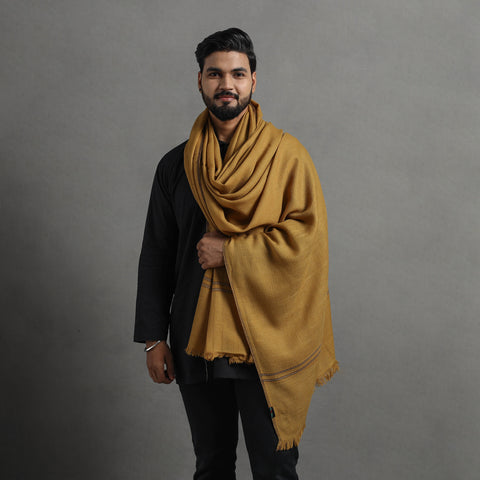 Yellow - Kumaun Handwoven Merino Wool Shawl for Men 109